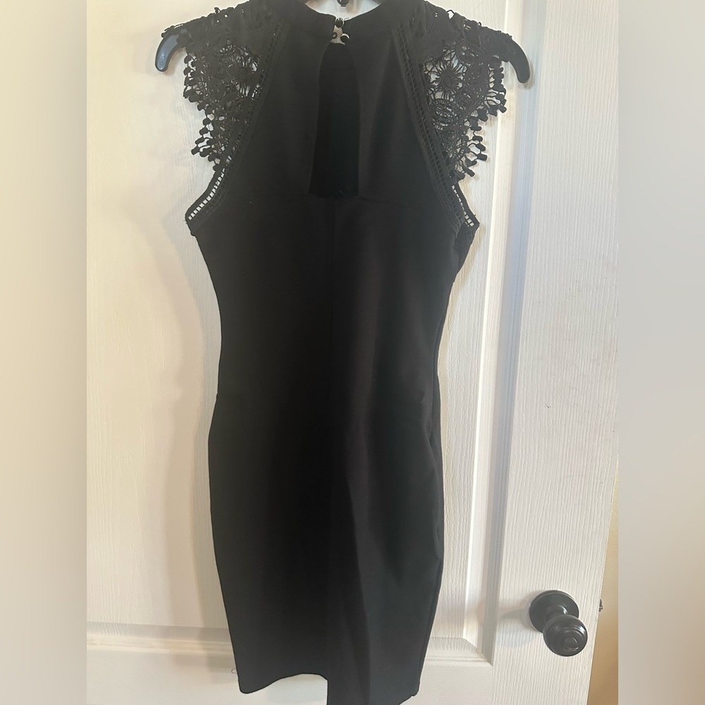 Iris Black Lace Capped Sleeve Bodycon Women's Dress Size S - Picture 4 of 4